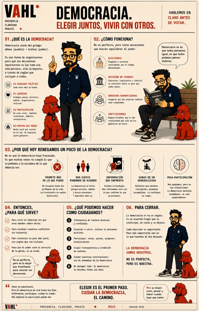 Infografía Democracia: elegir juntos, vivir con otros